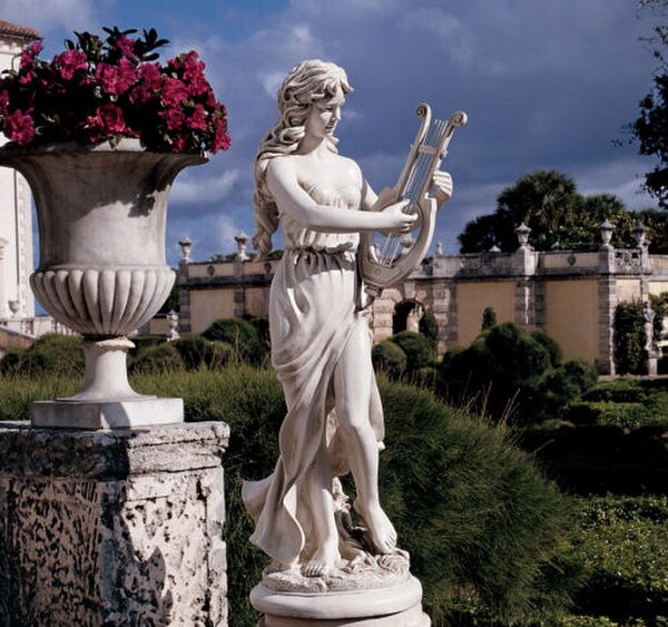Muse With Harp Large Sculpture